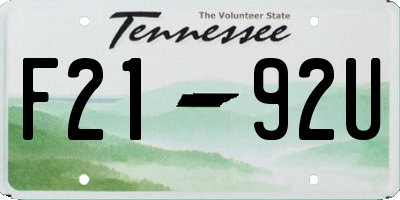 TN license plate F2192U