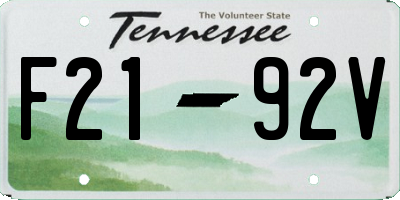 TN license plate F2192V