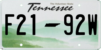 TN license plate F2192W