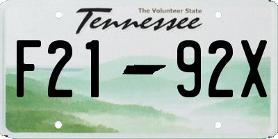 TN license plate F2192X