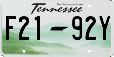 TN license plate F2192Y