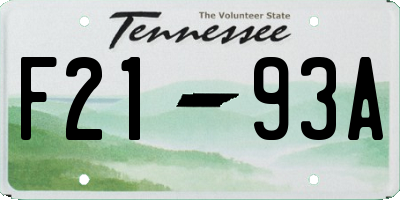 TN license plate F2193A