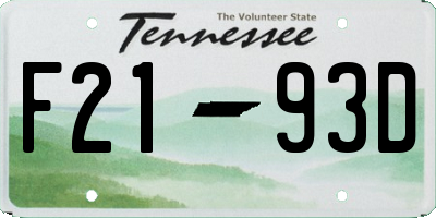 TN license plate F2193D