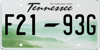 TN license plate F2193G