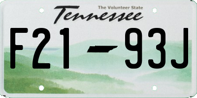 TN license plate F2193J