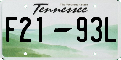 TN license plate F2193L