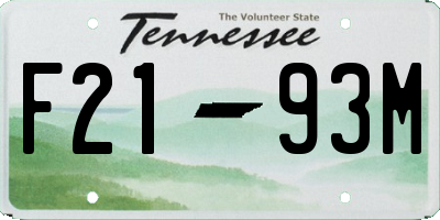 TN license plate F2193M