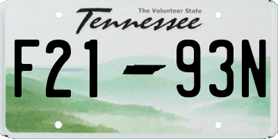 TN license plate F2193N