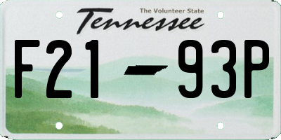 TN license plate F2193P