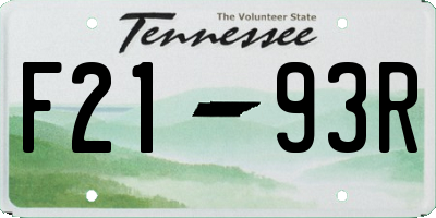 TN license plate F2193R