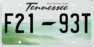 TN license plate F2193T