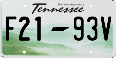 TN license plate F2193V