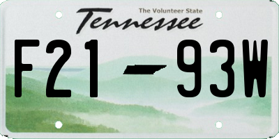 TN license plate F2193W