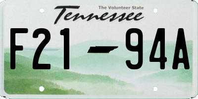TN license plate F2194A