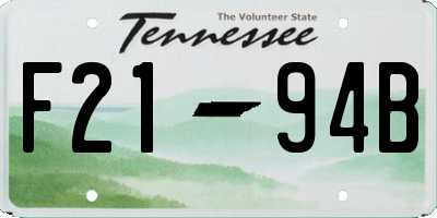 TN license plate F2194B