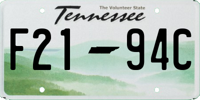 TN license plate F2194C