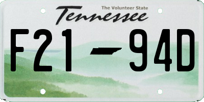 TN license plate F2194D