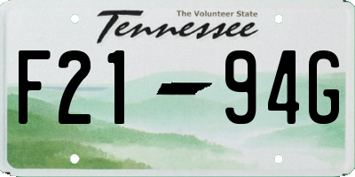 TN license plate F2194G