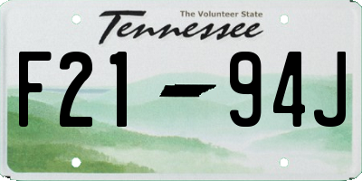 TN license plate F2194J