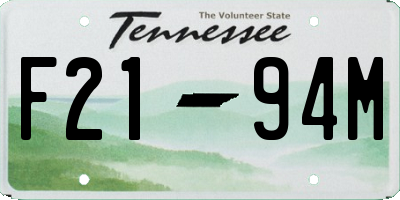 TN license plate F2194M