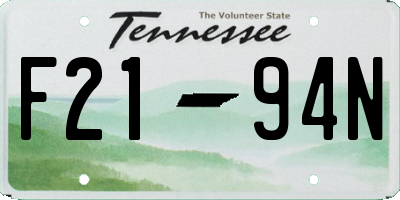 TN license plate F2194N