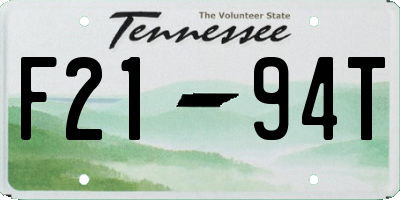 TN license plate F2194T