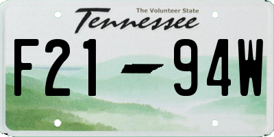 TN license plate F2194W