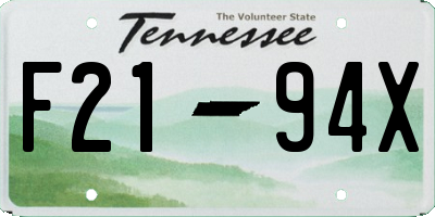 TN license plate F2194X