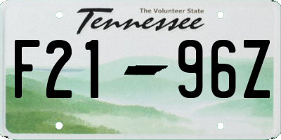 TN license plate F2196Z