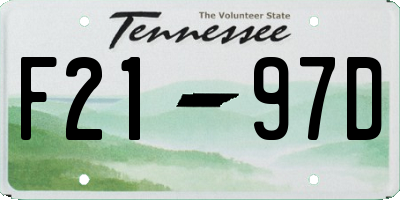 TN license plate F2197D