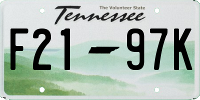 TN license plate F2197K