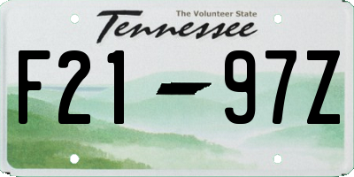 TN license plate F2197Z