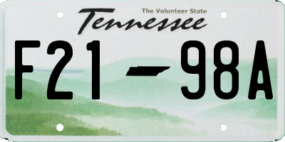 TN license plate F2198A