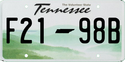 TN license plate F2198B