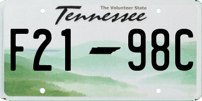 TN license plate F2198C