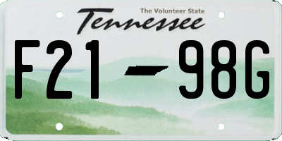 TN license plate F2198G