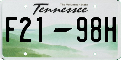 TN license plate F2198H