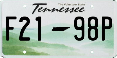 TN license plate F2198P