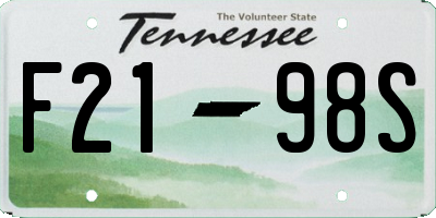 TN license plate F2198S