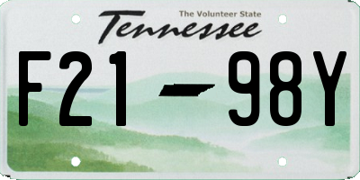 TN license plate F2198Y