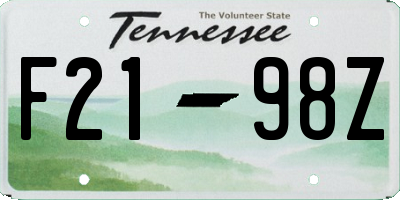 TN license plate F2198Z