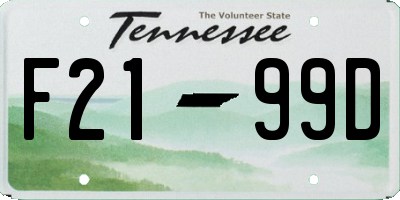 TN license plate F2199D