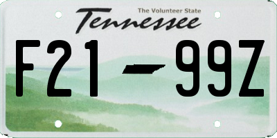 TN license plate F2199Z