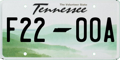 TN license plate F2200A