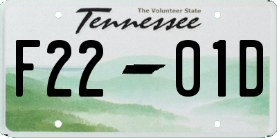 TN license plate F2201D
