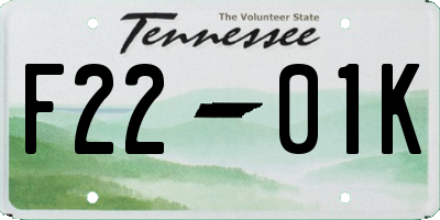 TN license plate F2201K