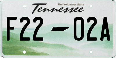 TN license plate F2202A