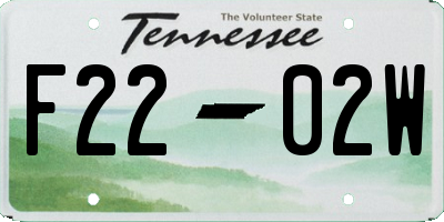 TN license plate F2202W