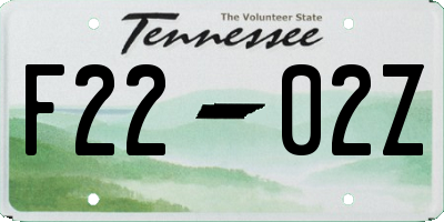 TN license plate F2202Z