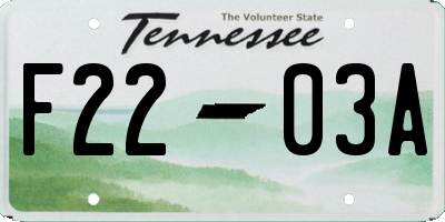 TN license plate F2203A